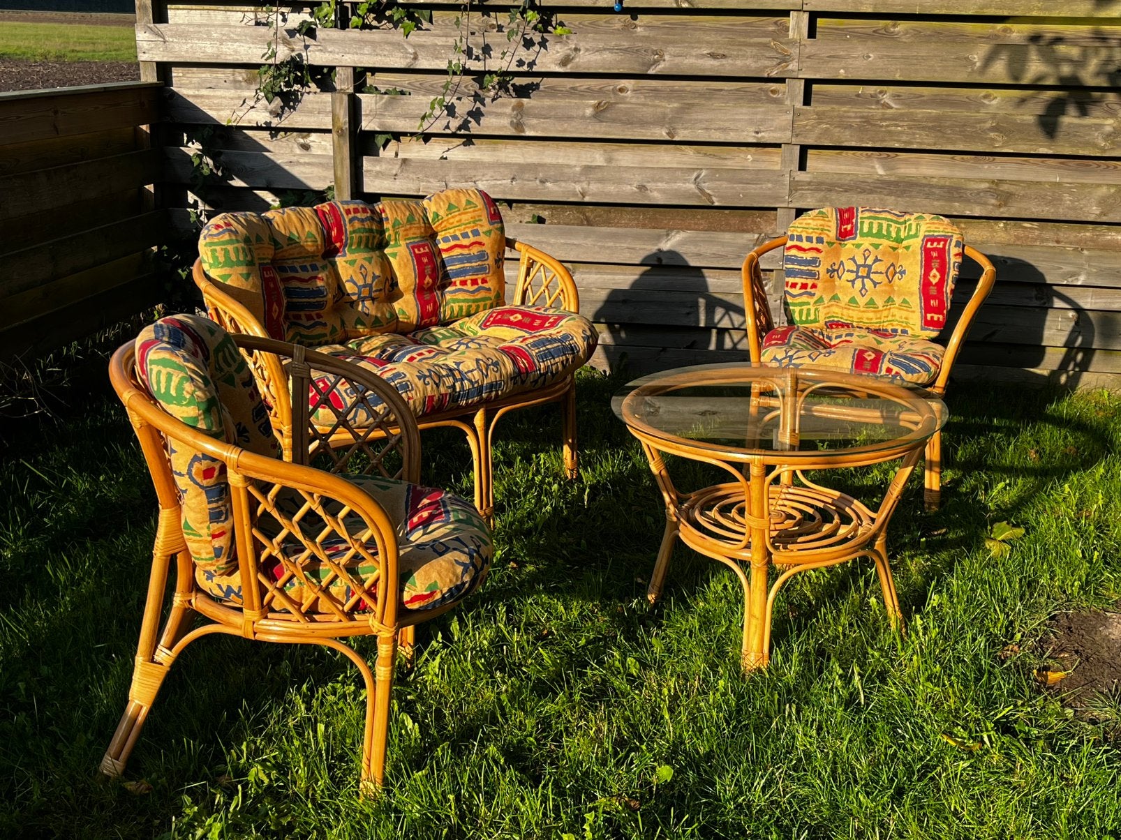 Complete vintage rotan loungeset – ongebruikt, Ophalen, Zo goed als nieuw, Bank, 2 zitplaatsen
