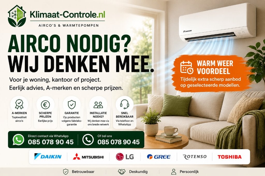 Airco nodig? Levering & installatie snel geregeld!, Verwarmen, Nieuw, 3 snelheden of meer, Ophalen of Verzenden
