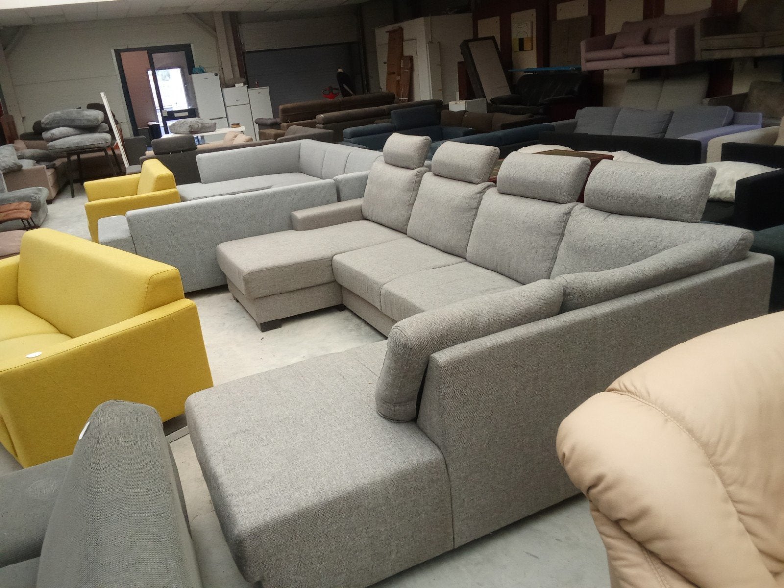 U bank - hoekbank grijs 320x210x150cm nu €399,-, ., Hoekbank, 300 cm of meer, Ophalen of Verzenden