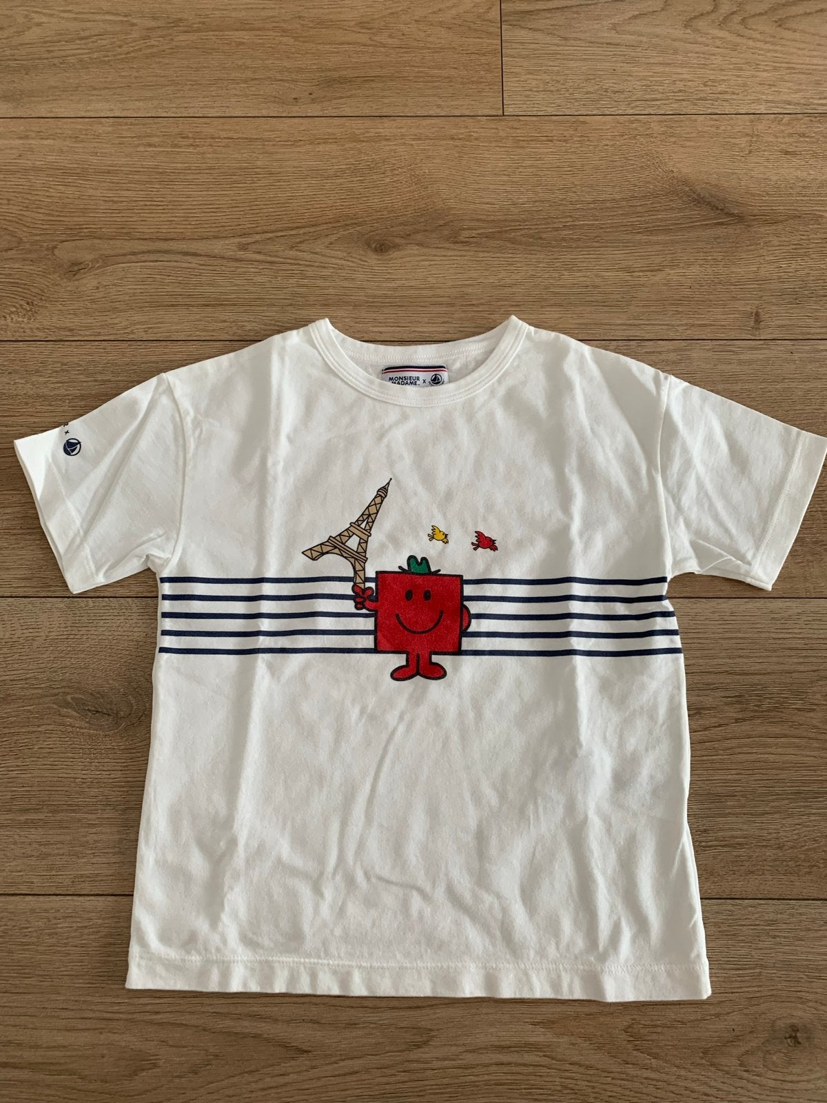 Petit Bateau Monsieur Madame T-shirt Eiffeltoren, Verzenden, Zo goed als nieuw, Jongen of Meisje, Shirt of Longsleeve