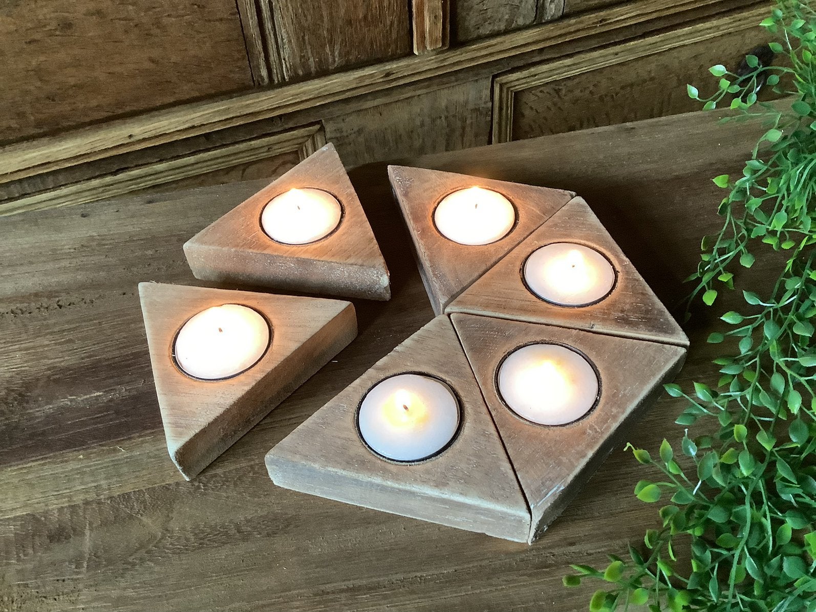 NIEUW mango houten windlichten taart, Ophalen of Verzenden, Nieuw