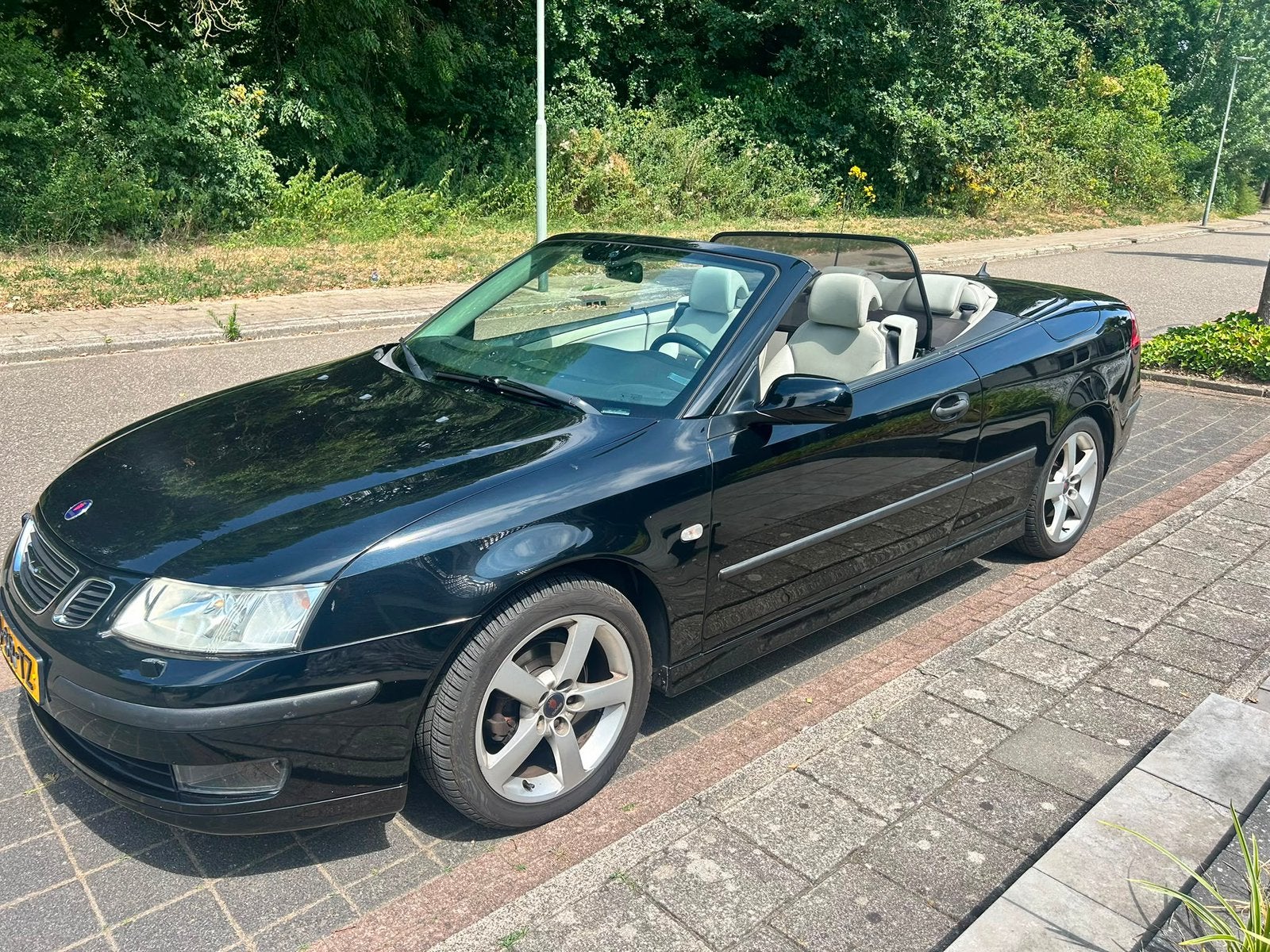 Te koop Saab 9-3 1.8 T 110KW Cabrio AUT 2006 Zwart, Auto's, 1998 cc, 4 cilinders, Cabriolet, 4 stoelen