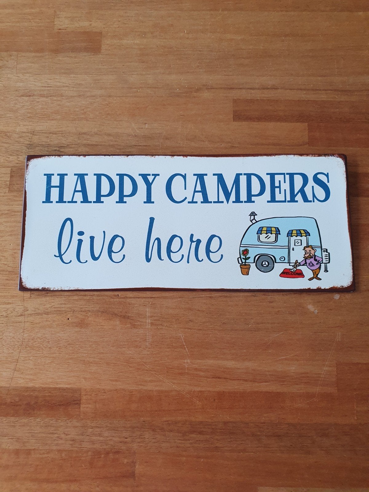 Nieuw, Happy Campers Live Here - Decoratief Bord, Ophalen of Verzenden, Nieuw
