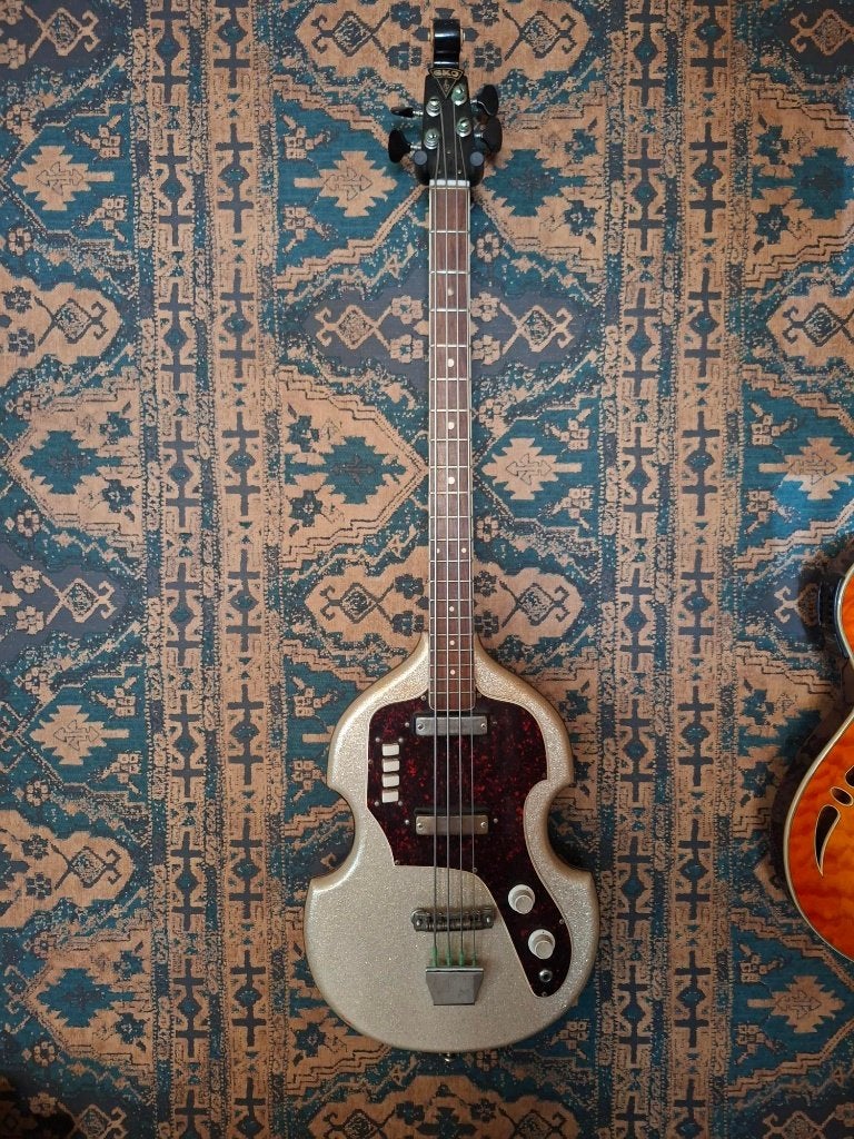 Zeldzame Eko 1150 Gold Sparkle Violin Bass (1962-1964), Ophalen, Gebruikt, Elektrisch