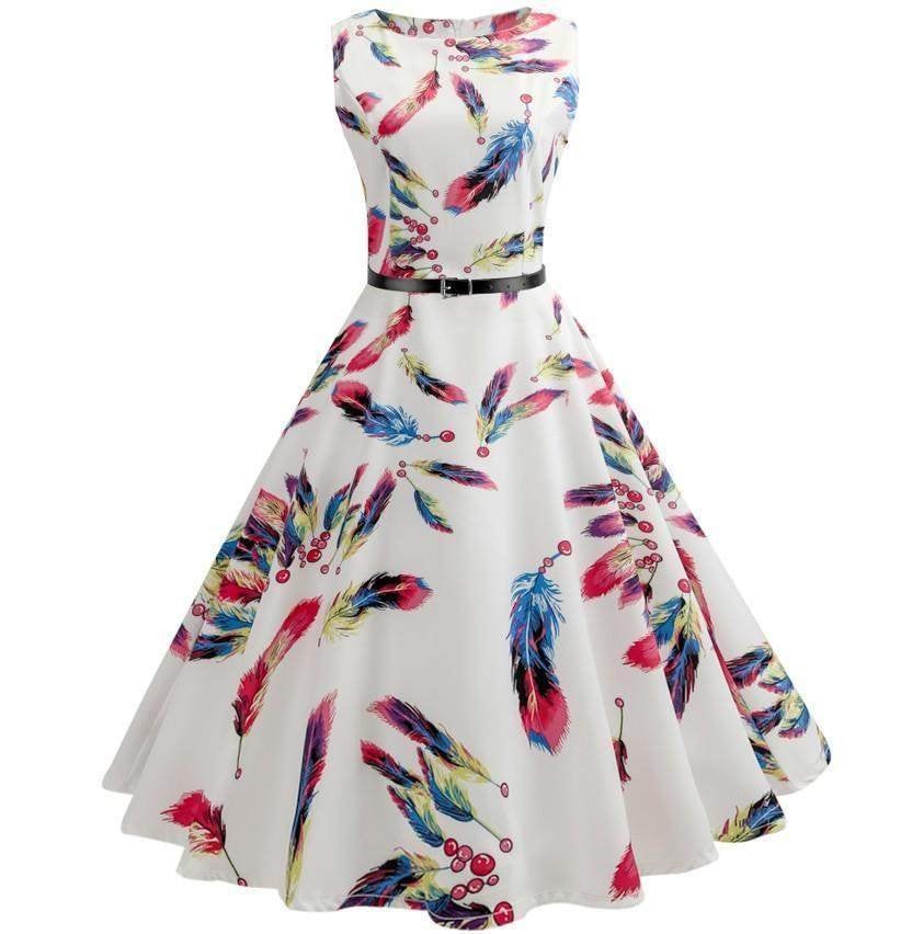 Vintage wit veren jurkje (zomer lente jurk dames vrouwen), Maat 38/40 (M), Verzenden, Wit, Nieuw