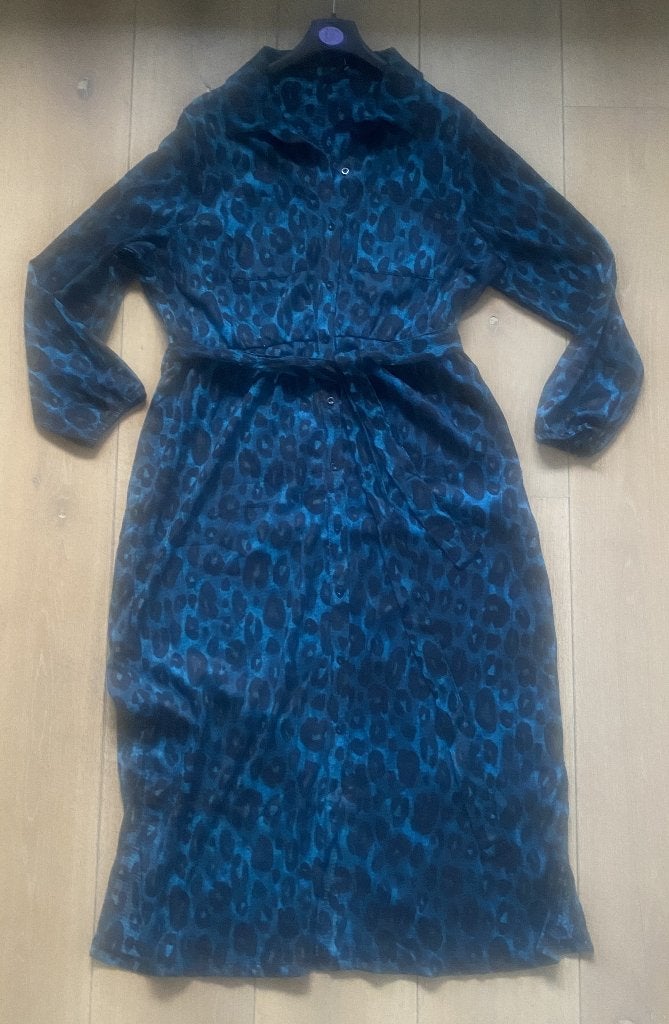 Wibra / Jel crinckle jurk in blue animal maat 46/48, Kleding | Dames, Meerkleurig, Maat 46/48 (XL) of groter, Nieuw, Ophalen of Verzenden