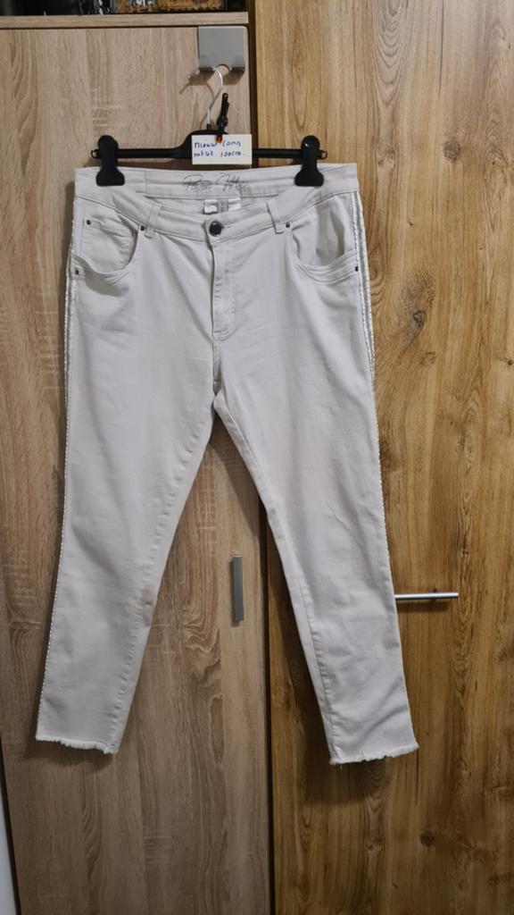 zgan .spijkerbroek  in creme/wit met bies 1x gedr, Ophalen of Verzenden, Wit