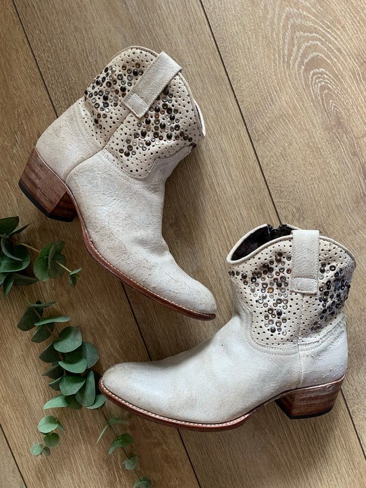 Sendra enkellaarsjes studs 40 enkellaarzen, -, Wit, -, Lage of Enkellaarzen