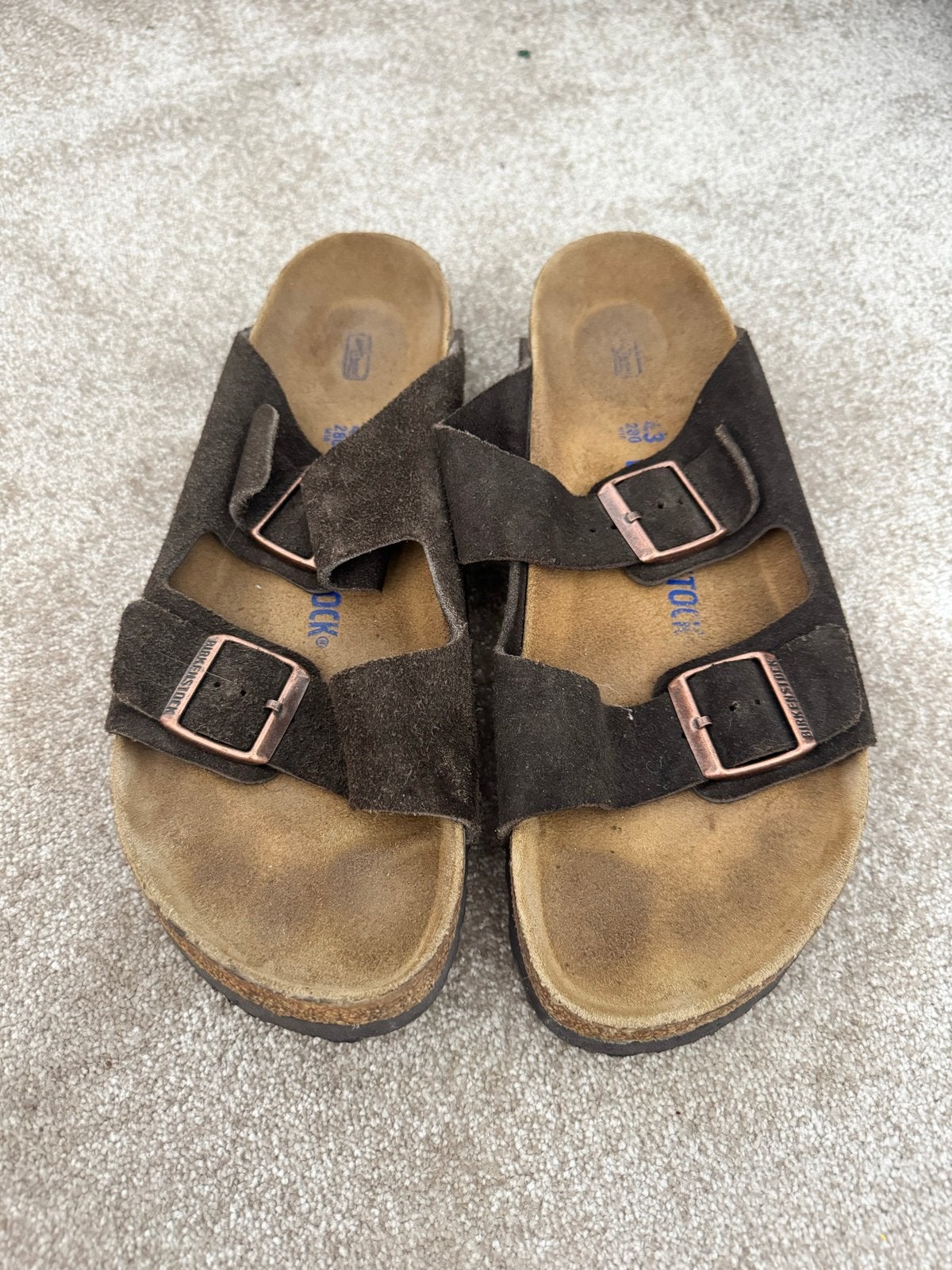 Birkenstock slippers maat 43, goede staat, Ophalen of Verzenden, Zo goed als nieuw, Bruin, Slippers