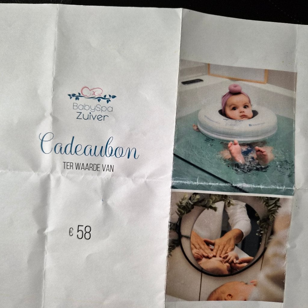 Waardecheque babyfloaten Breda, Eén persoon, Cadeaubon, Overige typen