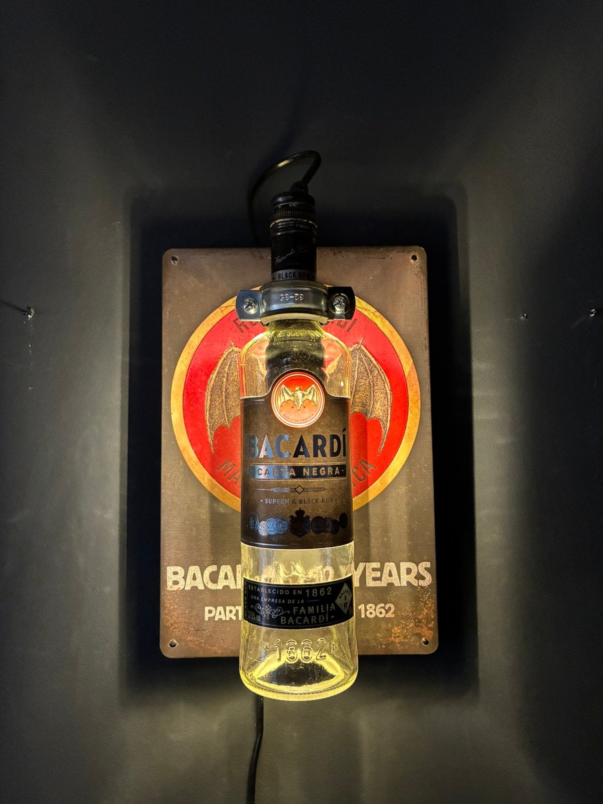 Bacardi Carta Negra Wandlamp, Ophalen of Verzenden, Nieuw, Glas, Mancave