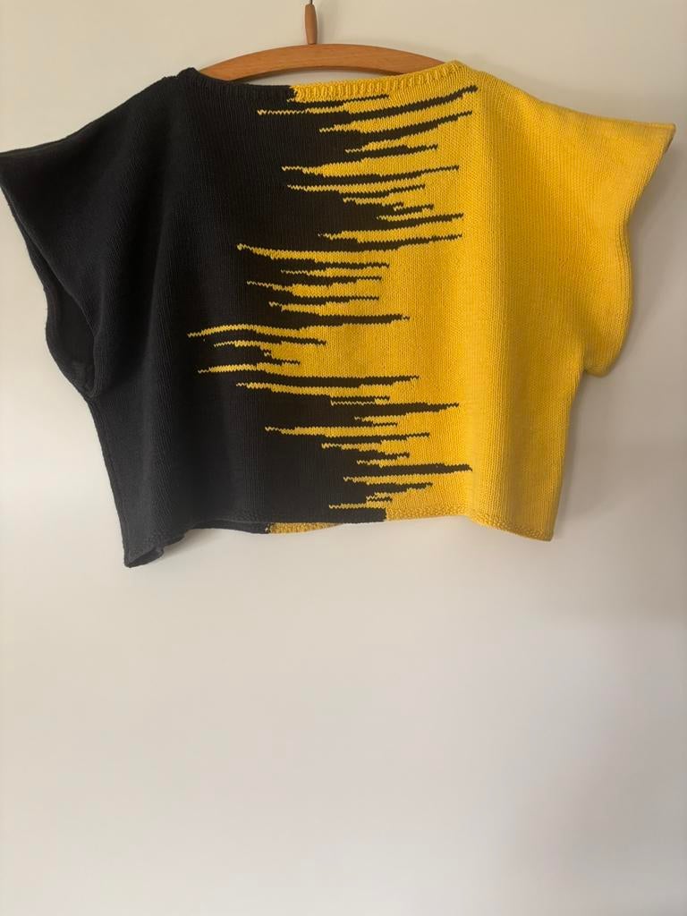 Katoenen trui jaren 80, Zwart, Ophalen of Verzenden, Zo goed als nieuw, Korte mouw