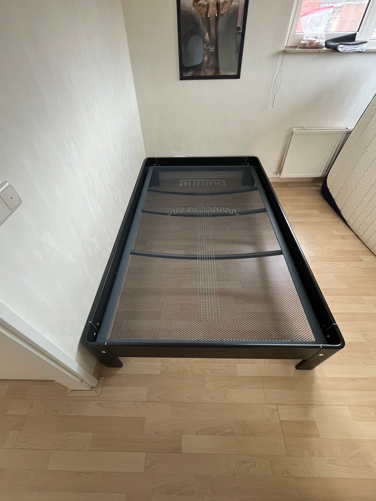 Auping Auronde 1000 zwart 120 x 200 spiraal hout, Huis en Inrichting, Slaapkamer | Bedden, Ophalen, Gebruikt, Zwart, Twijfelaar