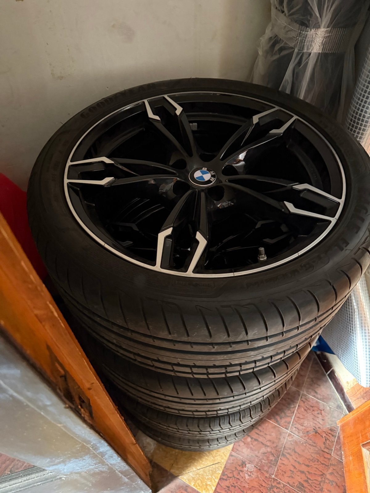 BMW 19 inch velgen met Goodyear zomerbanden, Auto-onderdelen, Banden en Velgen, Banden en Velgen, Personenwagen, Zomerbanden, Ophalen