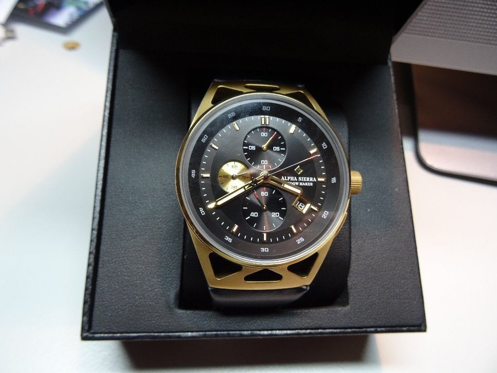 Nieuwe ongebruikte ALPHA  SIERRA horloge., Overige merken, Overige materialen, Leer, Polshorloge