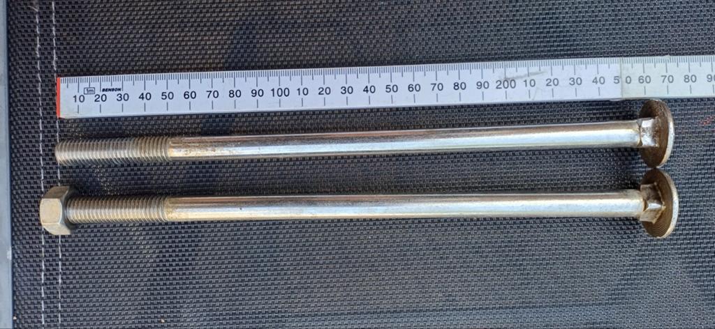 M12 RVS Slotbouten  260 en 275 mm lang., Ophalen of Verzenden, Nieuw, Rvs