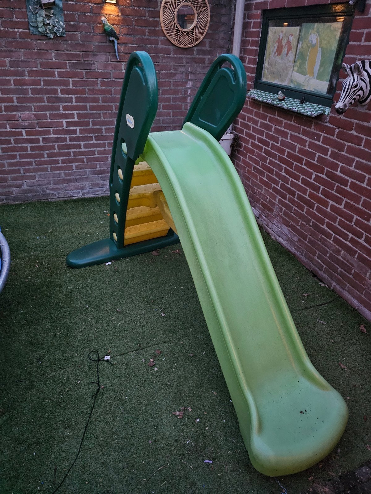 Groene kinder glijbaan voor buiten, Ophalen, Gebruikt, Glijbaan