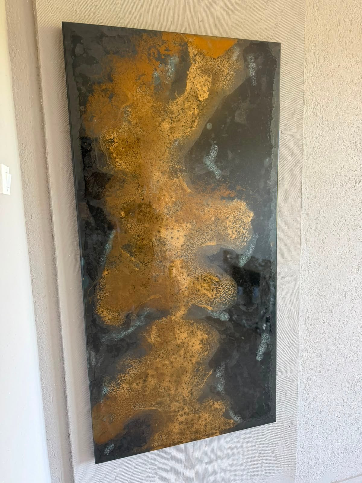 Schilderij van Epoxy - blauw met goud, Ophalen
