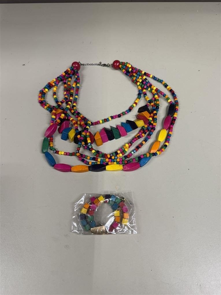 Bohemian Stijl geometrische houten ketting met bijpassende o, Sieraden, Tassen en Uiterlijk, Kettingen, Ophalen of Verzenden, Nieuw