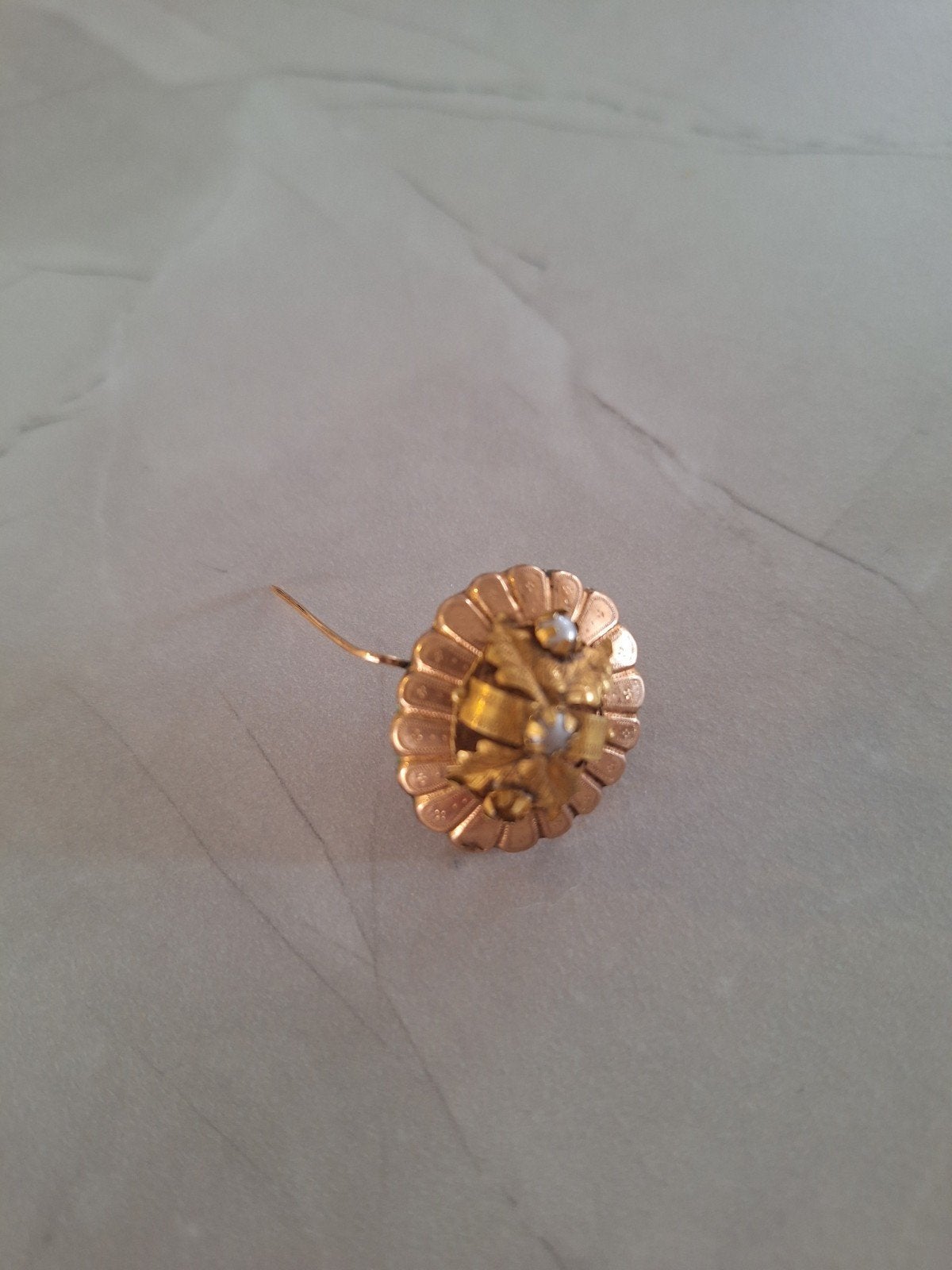 14K Vintage Gouden Broche met Parel, Sieraden, Tassen en Uiterlijk, Ophalen of Verzenden, Goud, Broche, Met edelsteen