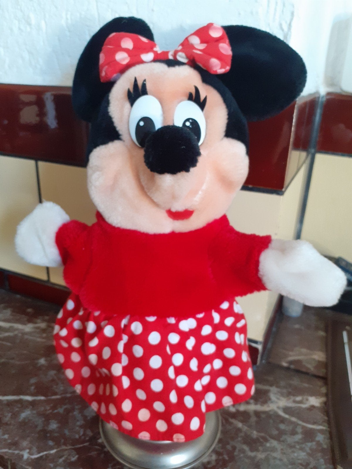 Minnie Mouse handpop poppenkastpop, Ophalen of Verzenden, Mickey Mouse, Zo goed als nieuw, Beeldje of Figuurtje
