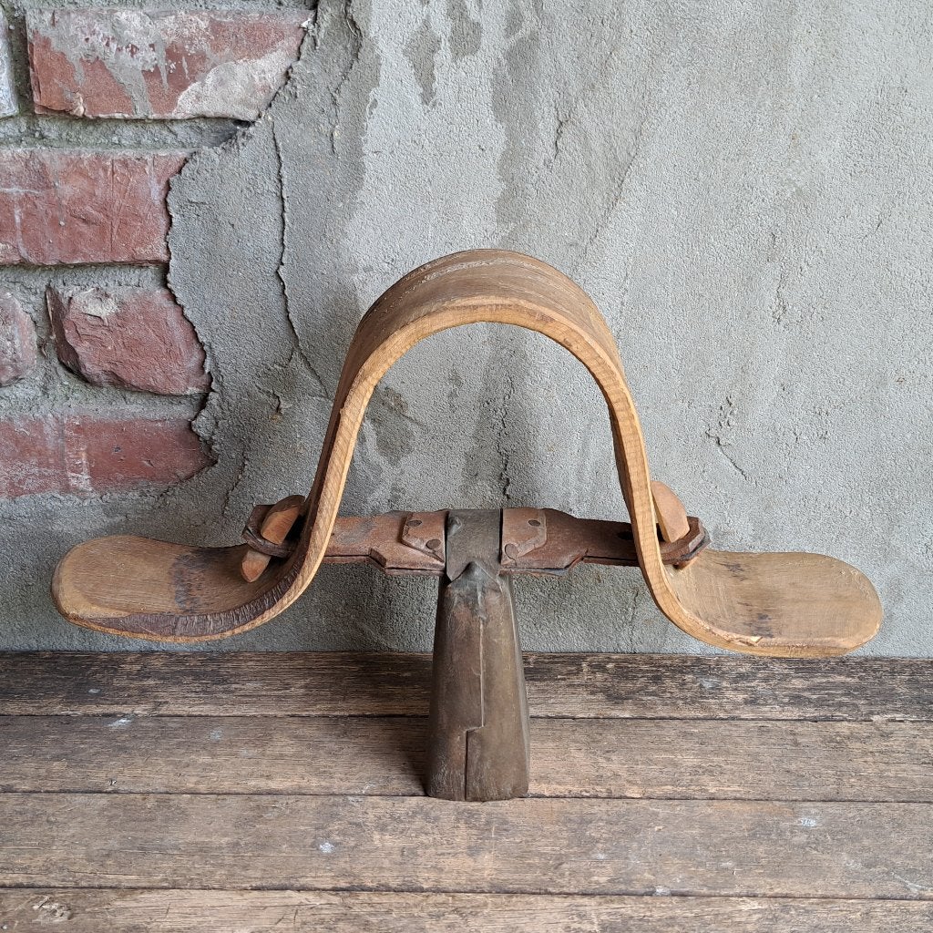 Oude koebel geitenbel koperen bel aan houten houder *Etage3*, Gebruikt, ., Ophalen of Verzenden, .