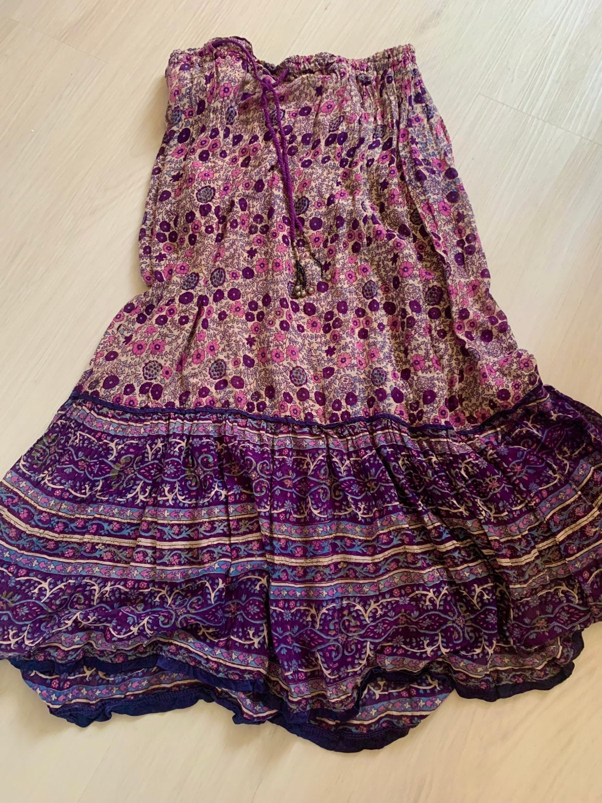 Vintage originele India jurk, Verzenden, Zo goed als nieuw, Meerkleurig, Onder de knie
