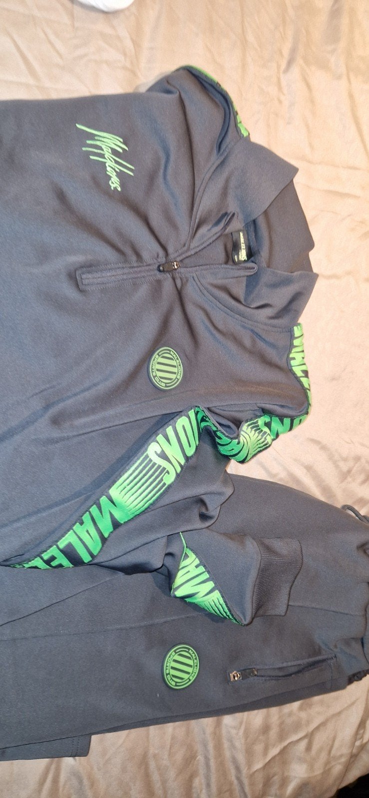 Malelions Sport Trainingspak - Grijs met Neon Groen, Fitness, Malelions, Overige maten, Ophalen of Verzenden
