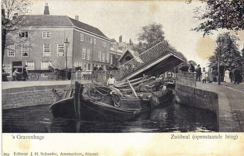 s Gravenhage - Zuidwal [openstaande brug] - ongelopen, Ophalen of Verzenden, 1920 tot 1940, Ongelopen, Zuid-Holland