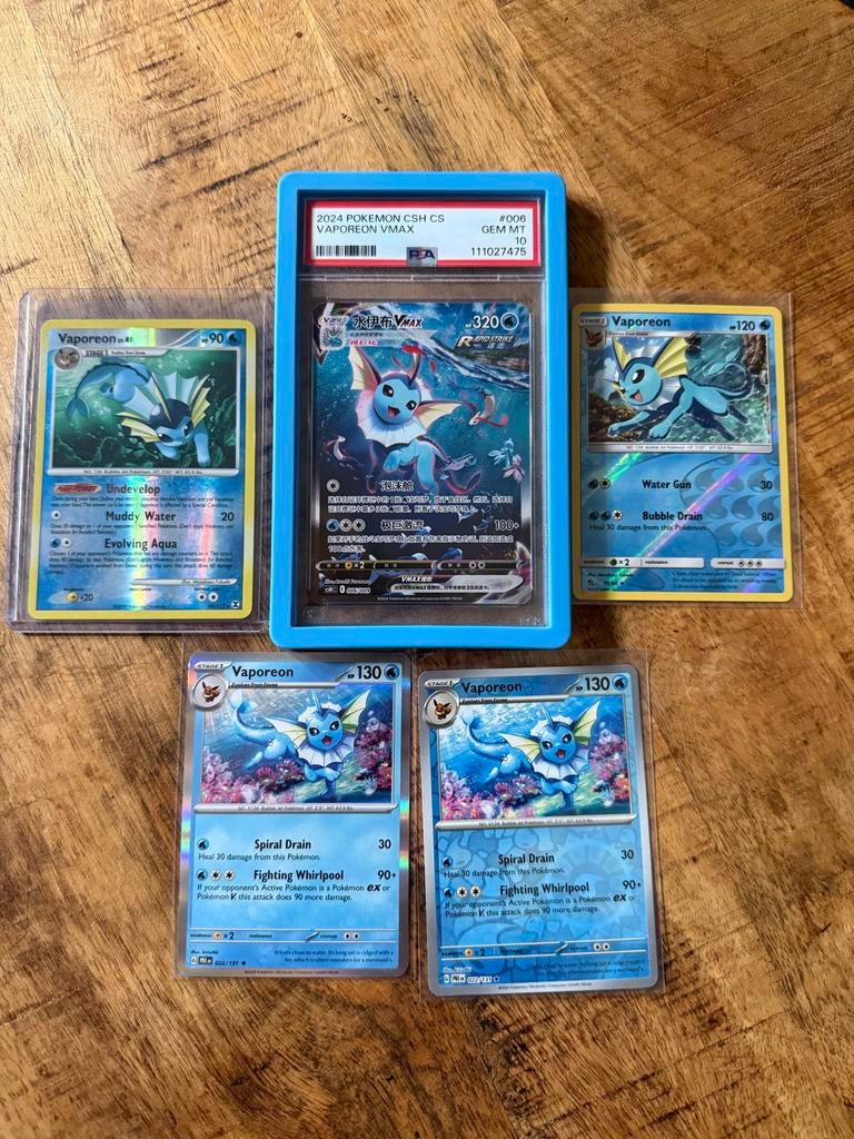 Vaporeon Pokémon Kaarten Collectie - Inclusief PSA 10 VMAX, Ophalen of Verzenden, Zo goed als nieuw, Meerdere kaarten