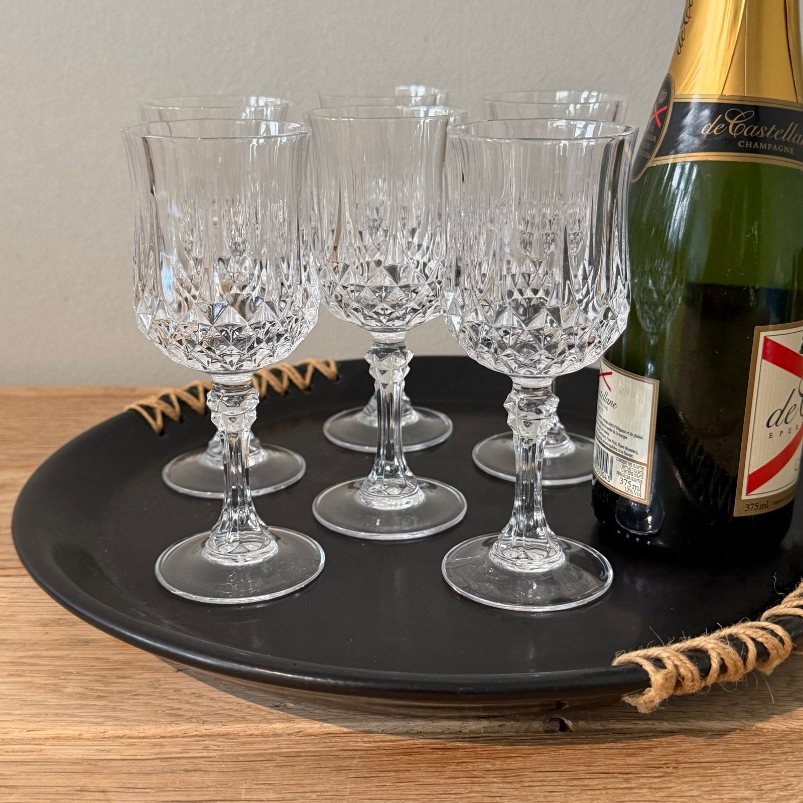 Set van 6 Vintage Cristal D'Arques Longchamp Cordial Glass, Ophalen of Verzenden, Zo goed als nieuw, Overige typen