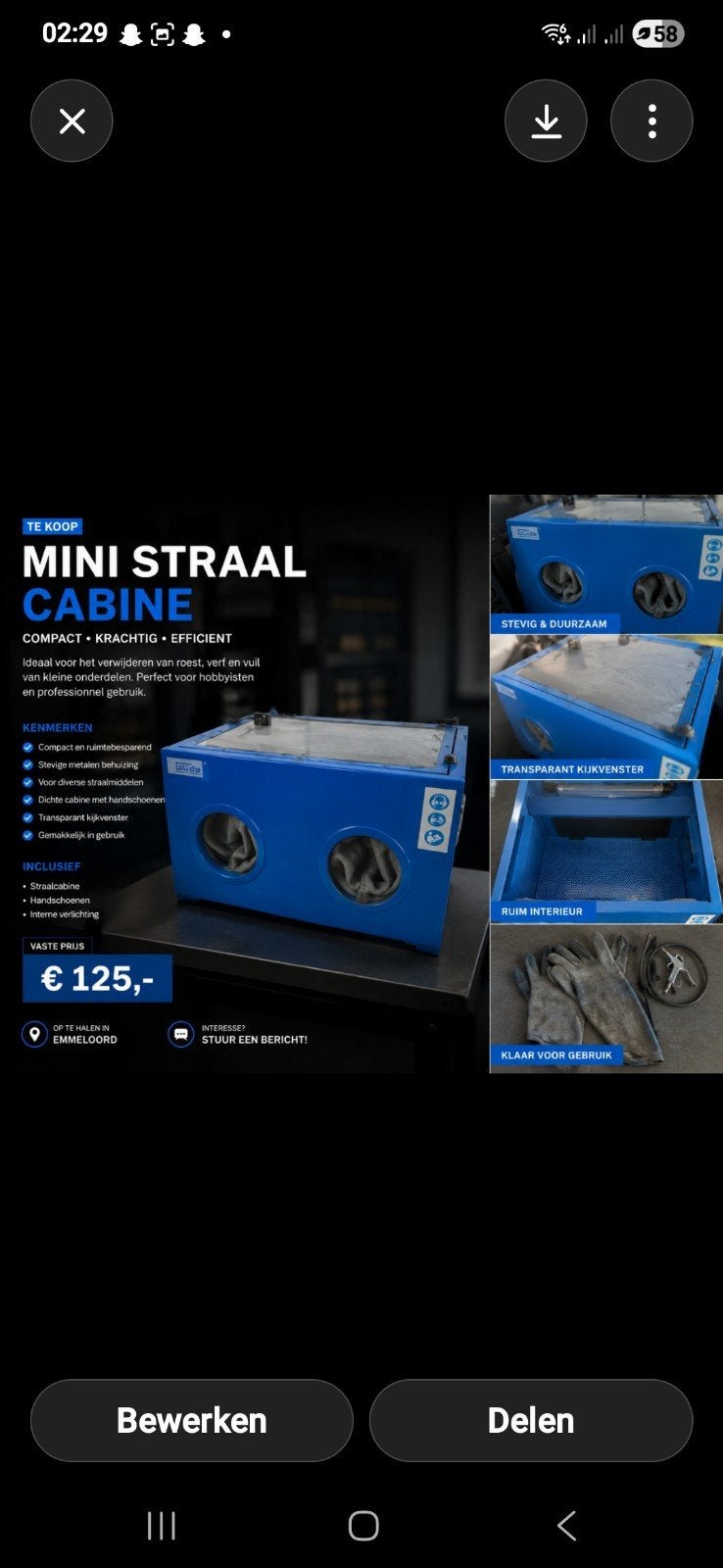 Compacte Mini Straalcabine - Nieuwstaat, Ophalen of Verzenden, Zo goed als nieuw