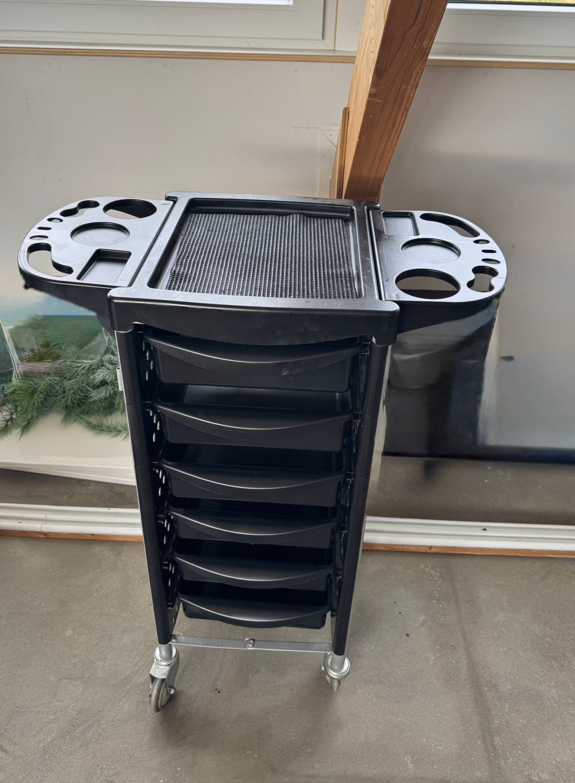 Kappers verf trolley wagen kar karretje beauty werkkar salon, Ophalen, Gebruikt, Zwart, Hardcase
