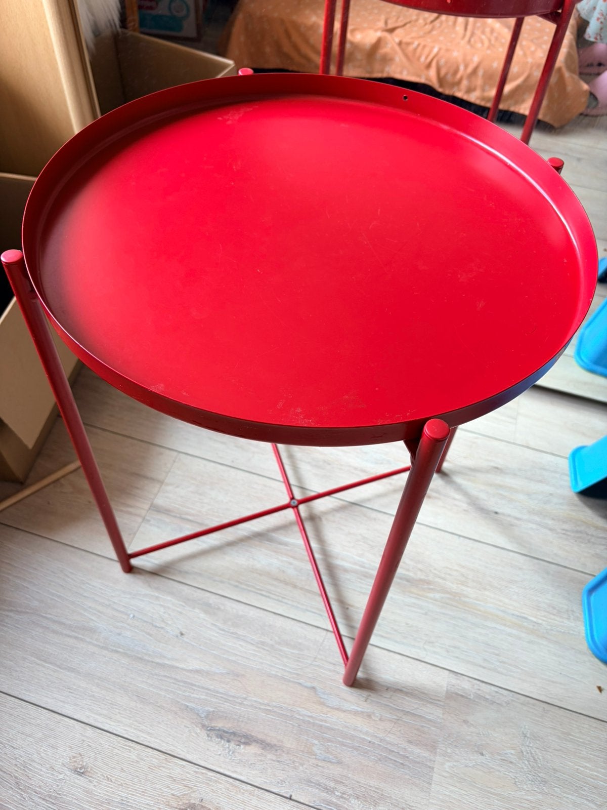 IKEA GLADOM bijzettafel - feloranje, 45x53 cm, 45 tot 60 cm, Minder dan 55 cm, Metaal of Aluminium, Rond