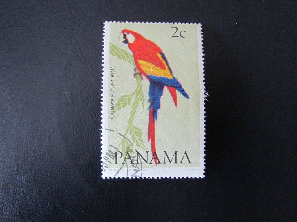 Postzegel Vogel: Geelvleugel-Ara uit Panama, Ophalen of Verzenden, Gestempeld, Dier of Natuur