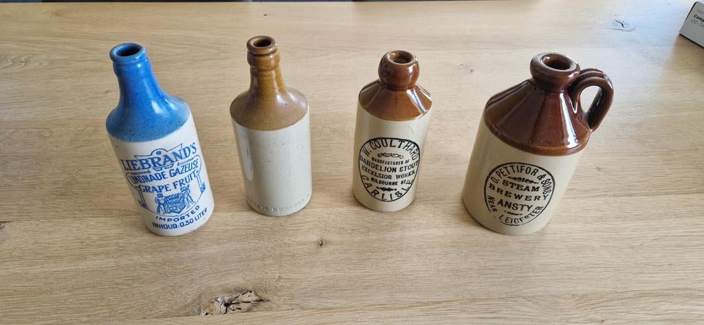 Set van 4 Antieke Stoneware Flessen/Kruiken, Antiek en Kunst, Ophalen of Verzenden