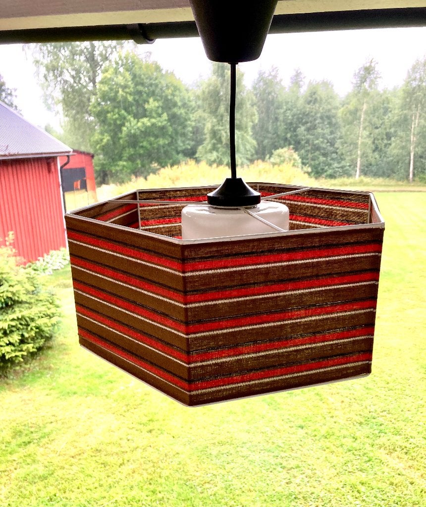 Unieke Zweedse textiel lamp. Vintage hanglamp jaren 80, Gebruikt, Textiel, Scandinavisch vintage, E27 (groot)