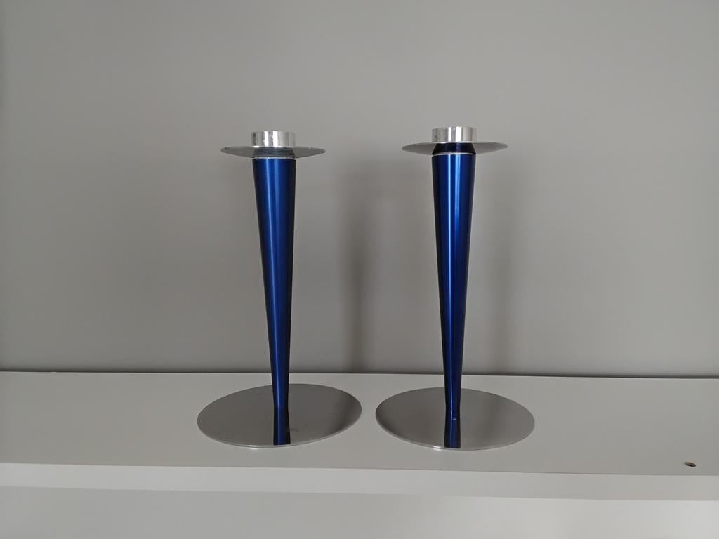 2x MENU Deens design kandelaars - Blauw, Ophalen of Verzenden