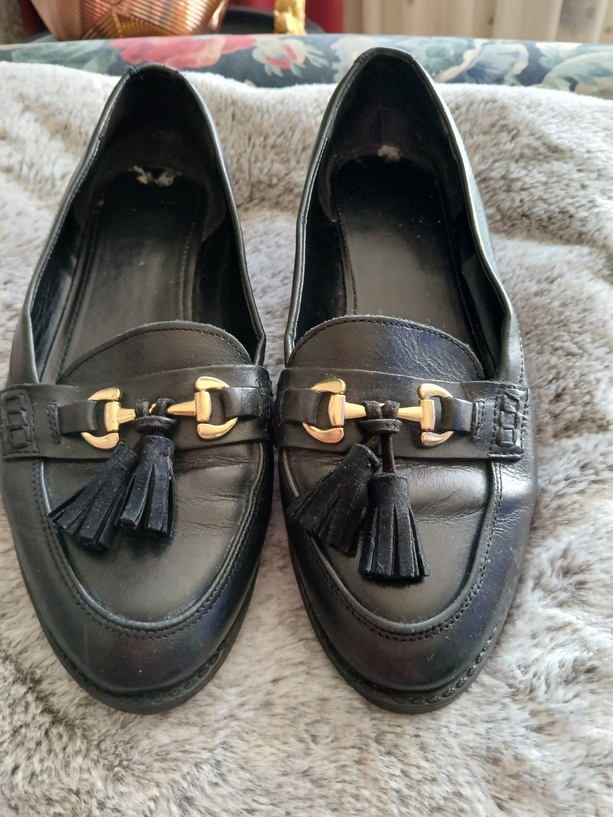 leren loafers, Kleding | Dames, Schoenen, Ophalen of Verzenden, Zo goed als nieuw, Zwart, Instappers