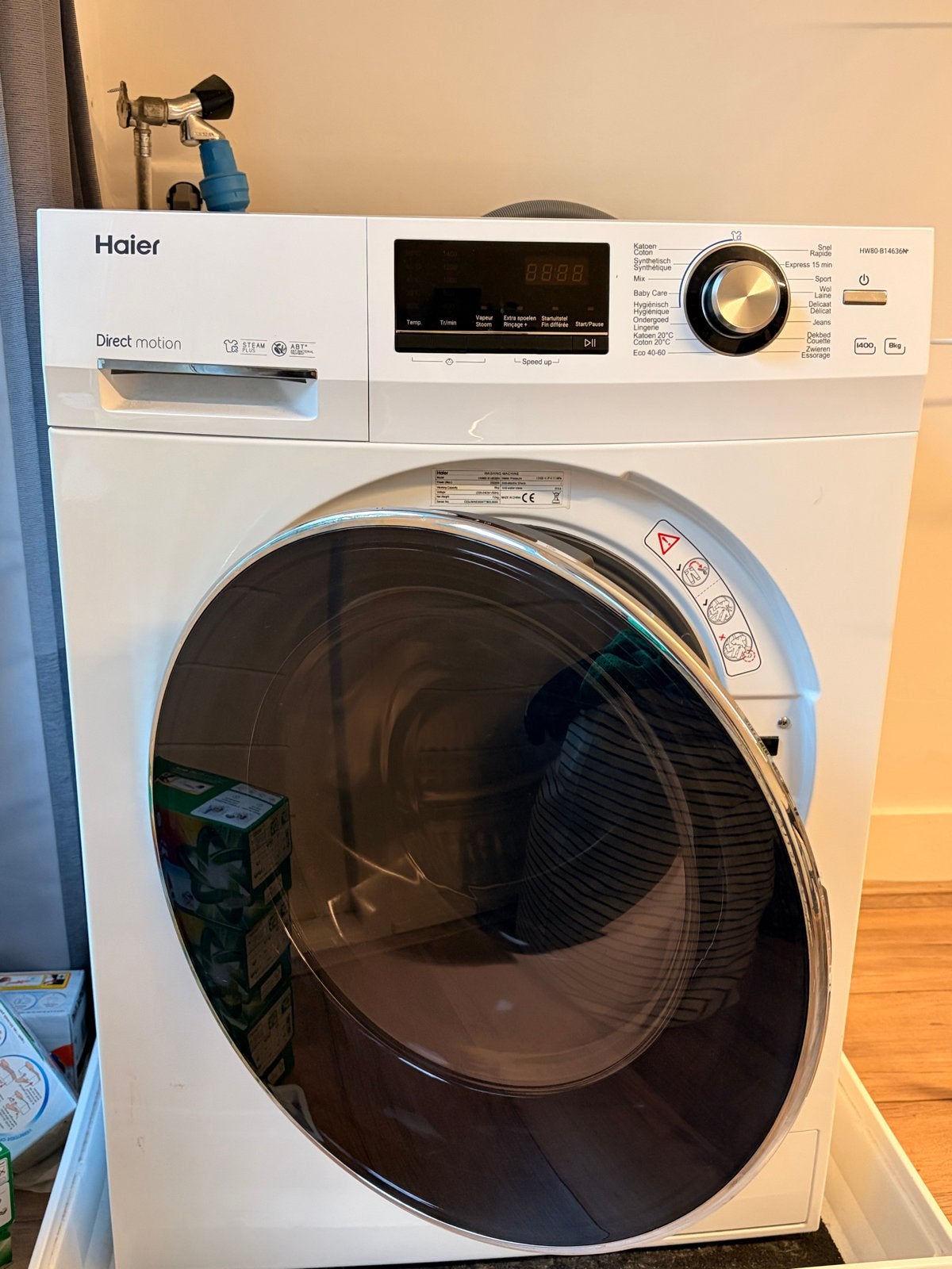 Haier HW80-B14636N Wasmachine - 8kg, Zeer Goede Staat, Ophalen, Zo goed als nieuw, Voorlader, Kort programma