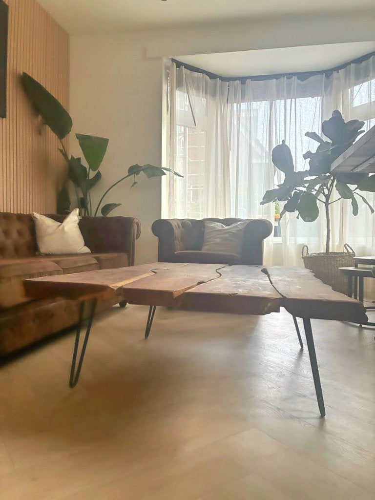 Massief Juarhouten Salontafel 139x82 cm | PTMD, Ophalen, 100 tot 150 cm, 50 tot 100 cm, Zo goed als nieuw