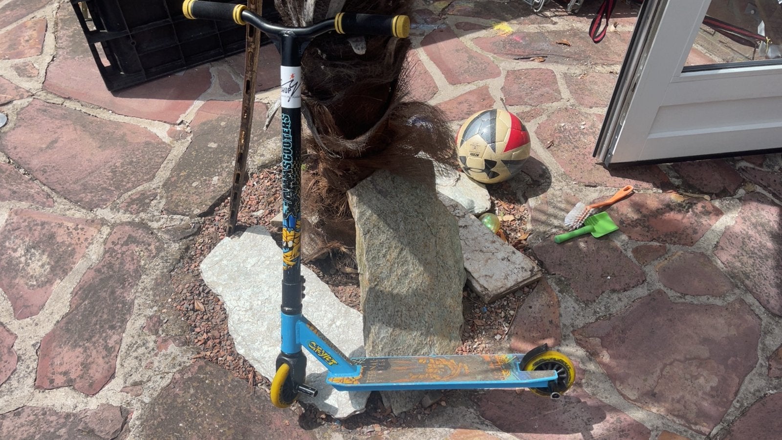 Mooie Stuntstep blauw/geel merk slamm scooters, Ophalen of Verzenden, Gebruikt, Gewone step