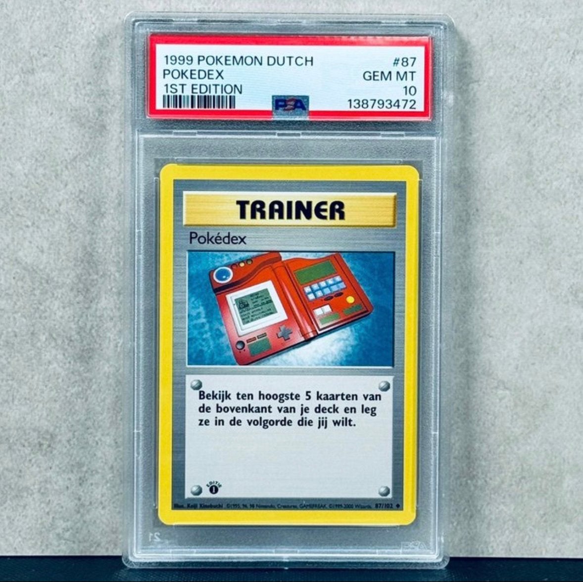 Pokédex #87 – Dutch 1st Edition – PSA 10 gem mint, Ophalen of Verzenden, Zo goed als nieuw