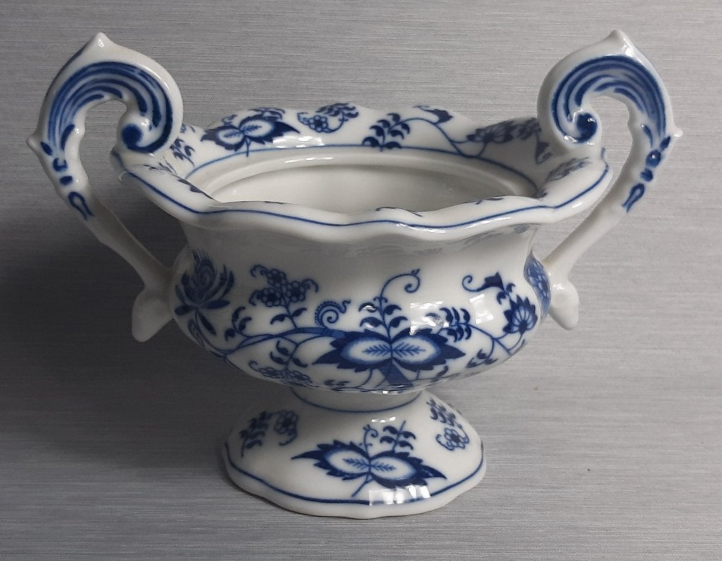 m008-Porselein potje met oren, blauw wit en vintage., Ophalen of Verzenden