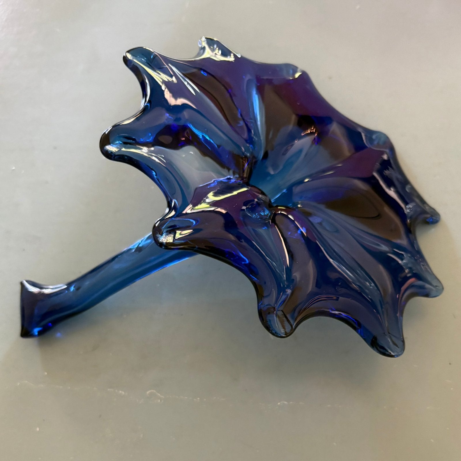 Vintage kobaltblauwe ‘murano’ glazen bloemkelk jaren ‘70, Antiek en Kunst, Antiek | Glas en Kristal, Ophalen of Verzenden