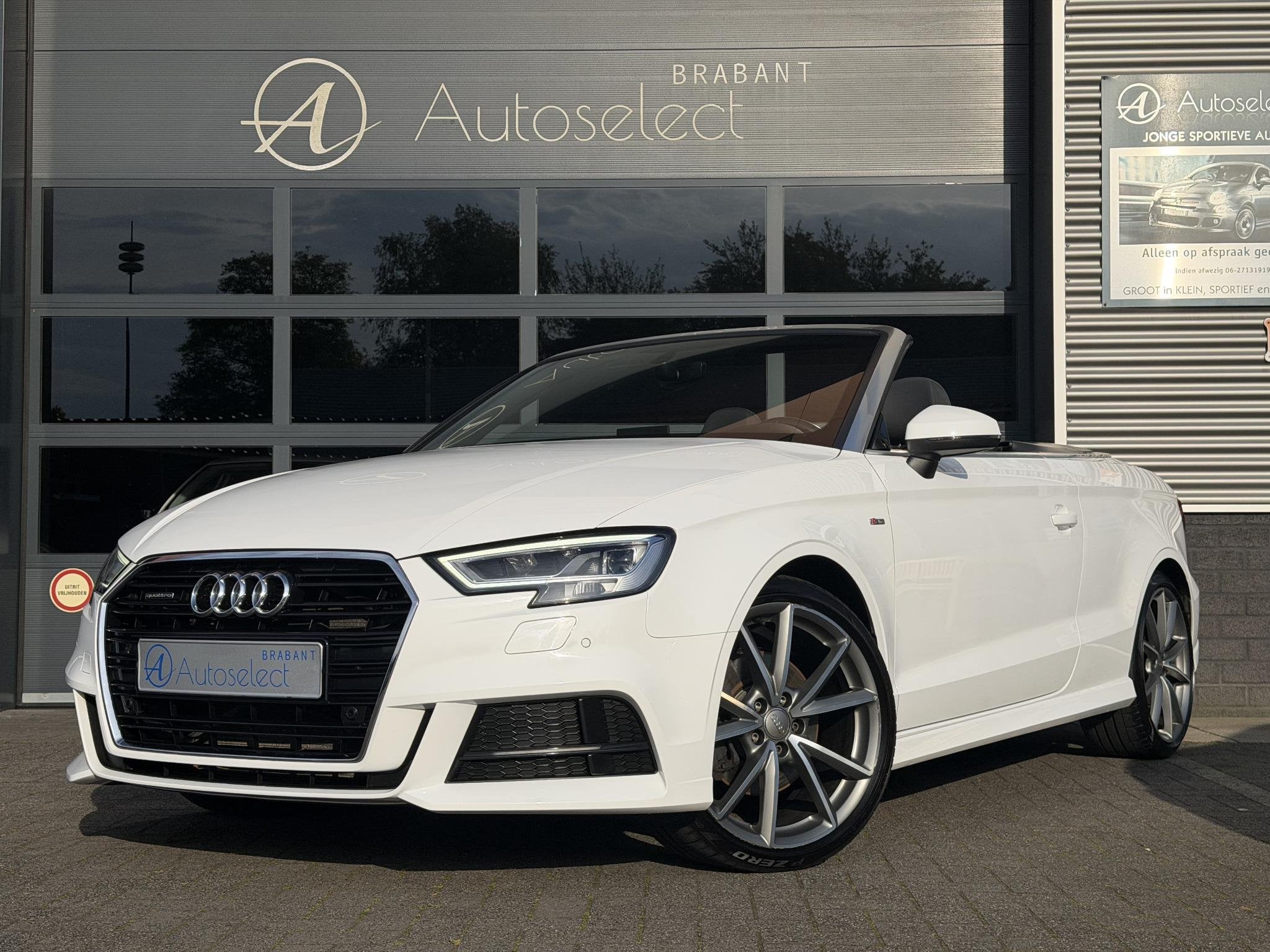 Audi A3 Cabriolet 40 TFSI S-Line Quattro | Navi | BTW-Auto, Stof, Gebruikt, 4 stoelen, Wit