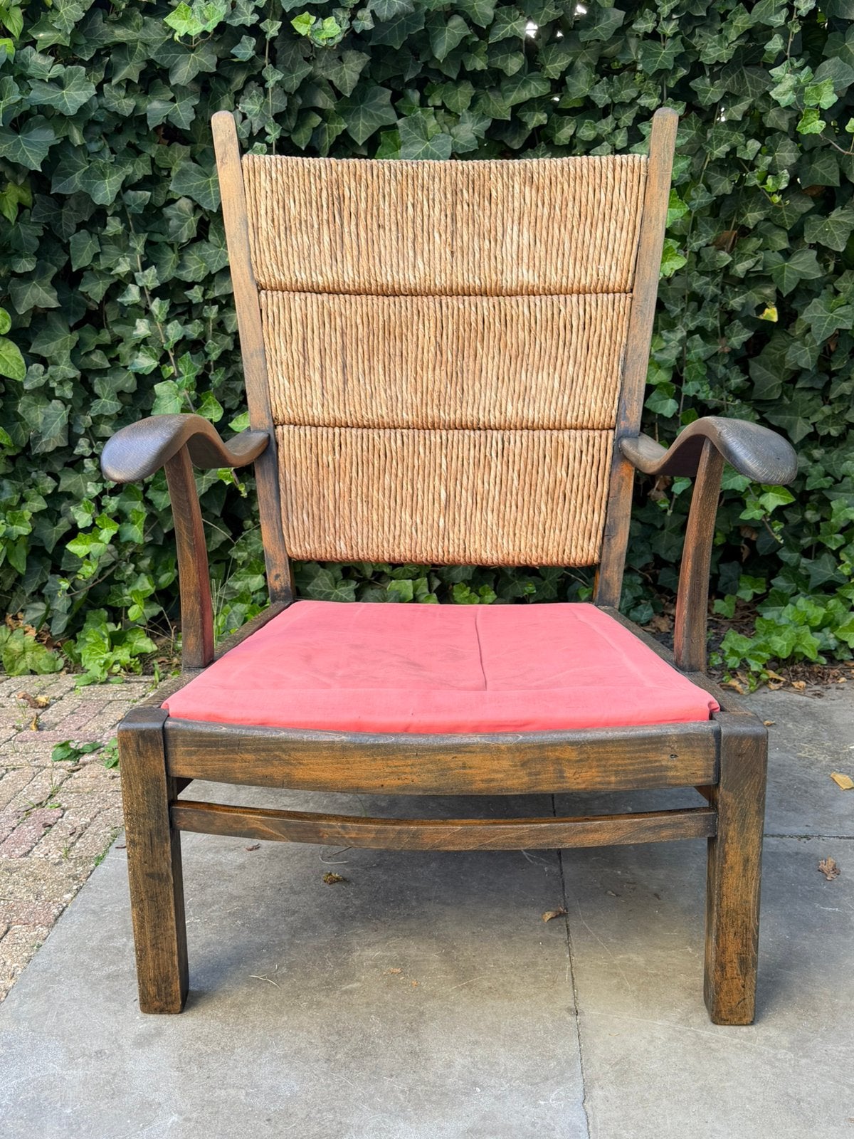 Vintage stoel met rieten rug, jaren 50, Ophalen, Zo goed als nieuw, 75 tot 100 cm, 50 tot 75 cm