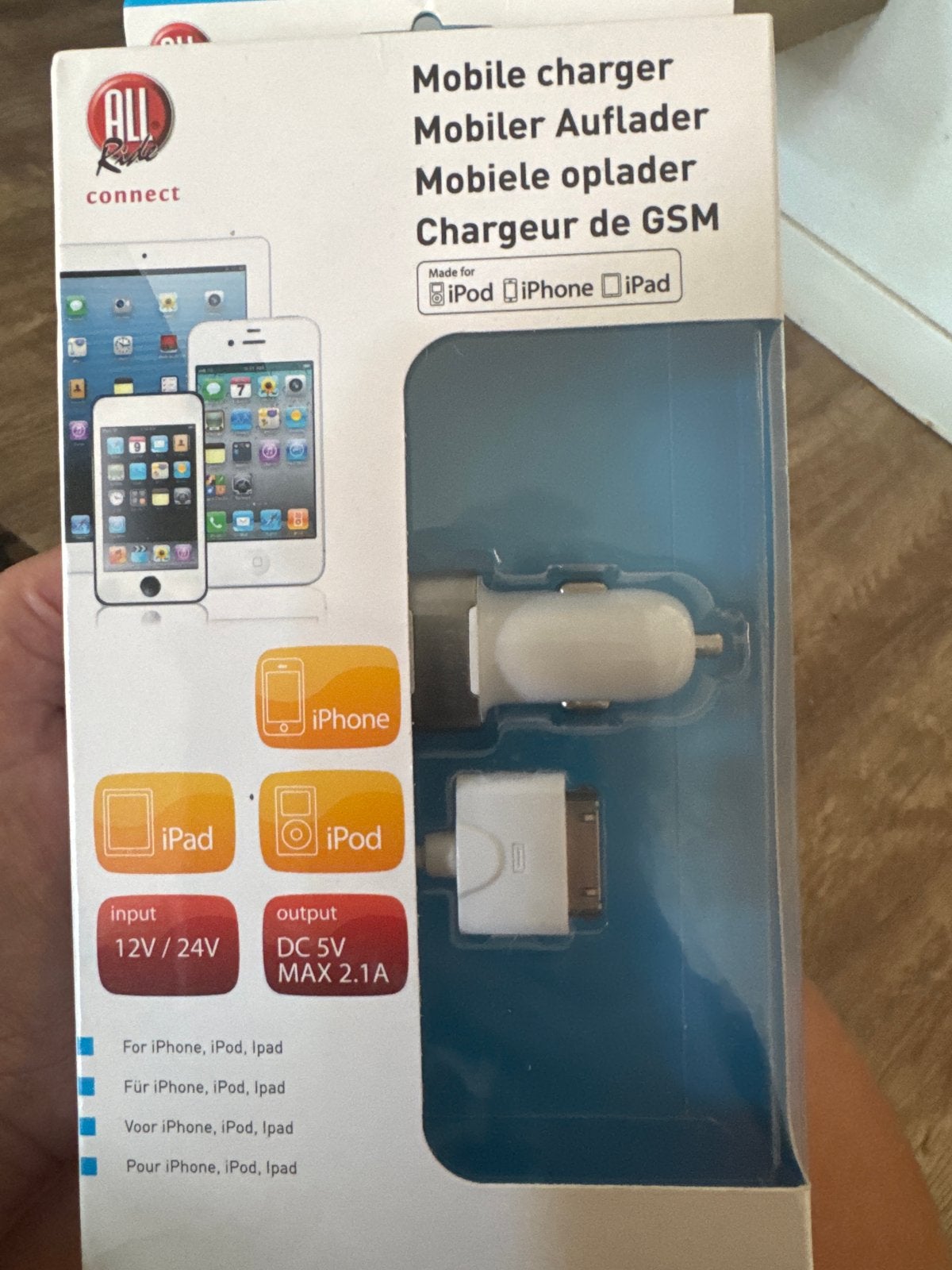 AU connect Mobiele oplader voor iPhone, iPod, iPad, Nieuw, Ophalen of Verzenden, Apple, Autolader