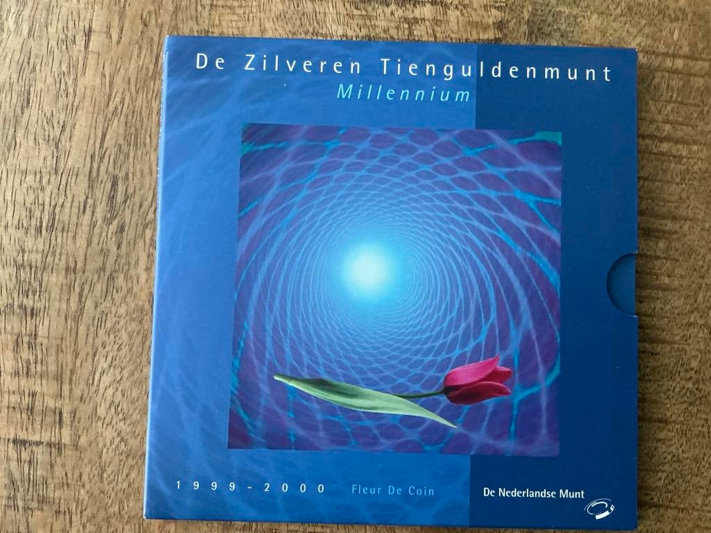 Zilveren Tienguldenmunt Millennium 1999-2000, Koningin Beatrix, Zilver, Ophalen of Verzenden, Losse munt