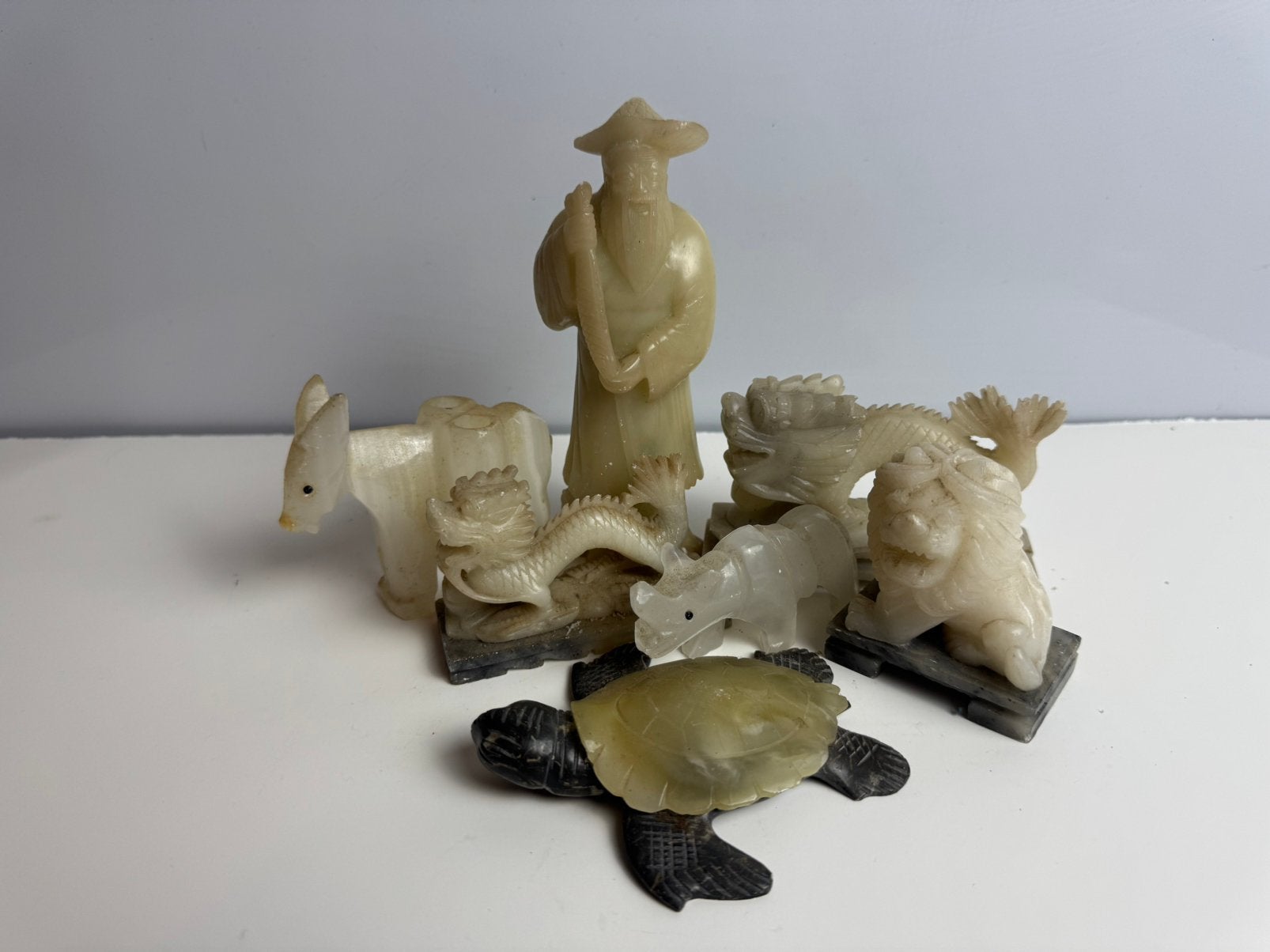 Lot Chinese Gesneden Hardstenen Figuren – 7 Stuks, Ophalen of Verzenden, Zo goed als nieuw, Dier